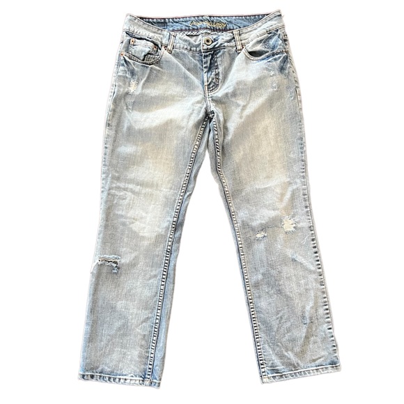 American Eagle Pale Wash Denim Jeans Hipster Jeans Size 12 - Picture 1 of 11